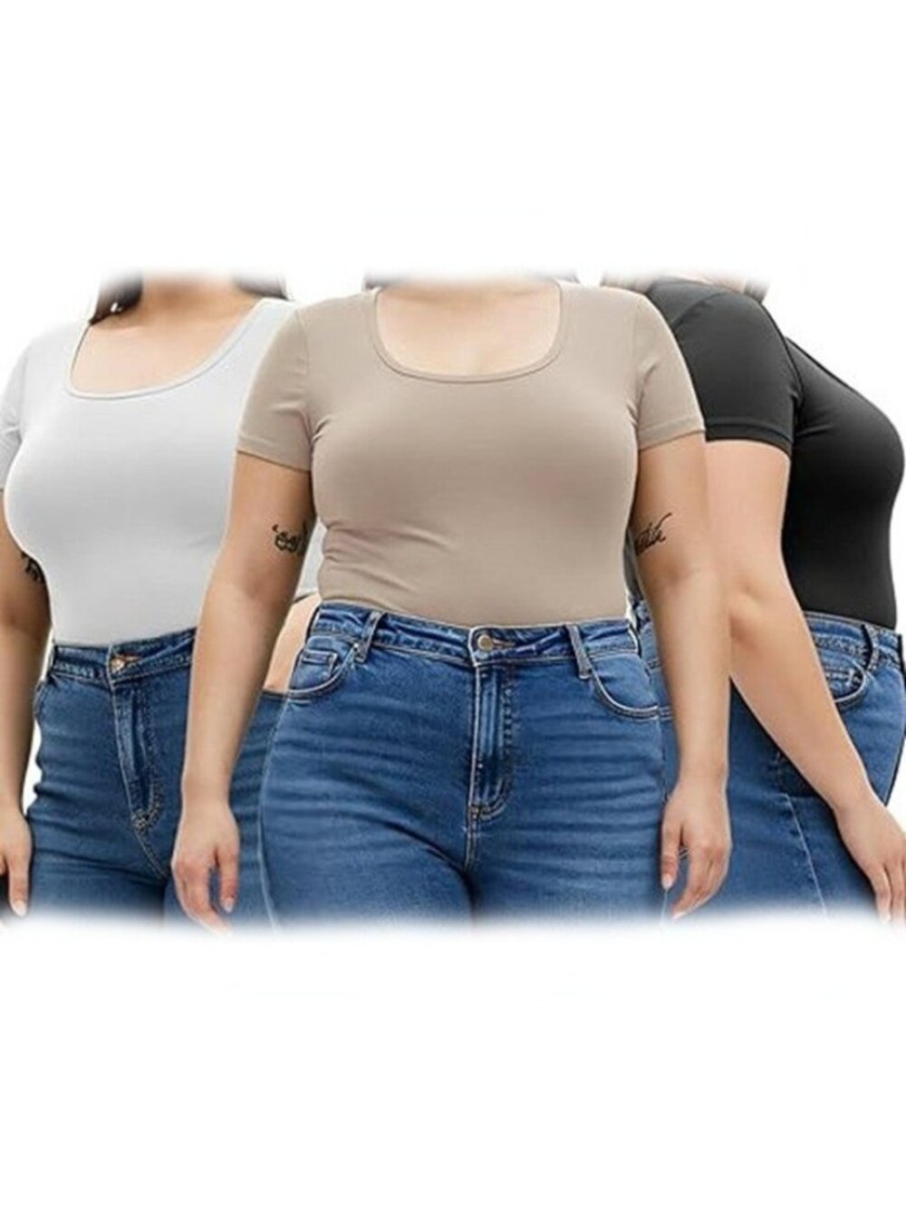 Women's Short Sleeve T-shirt Scoop Neck Tee 3 Pack 2XL Active Basic